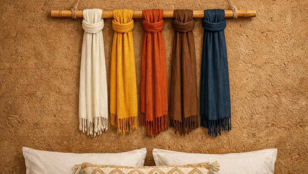 Décoration de présentation des chambres de l'auberge La Vallée des Dunes, près de Merzouga